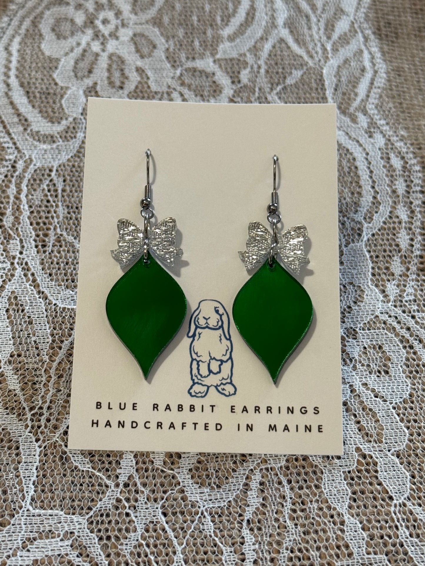 Acrylic Green Christmas Ornament Earrings