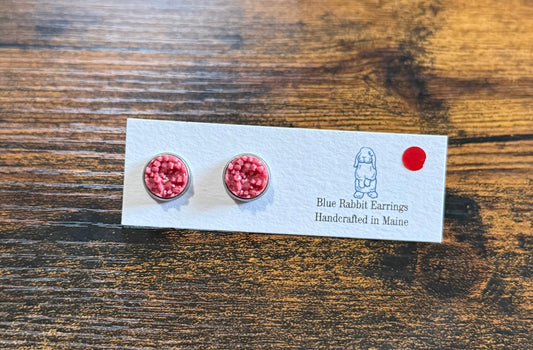Salmon Druzy Studs 10mm