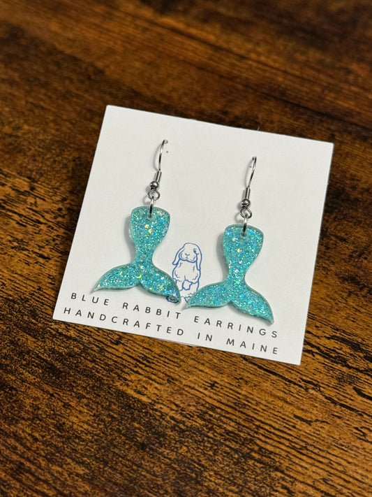 Acrylic Teal Mermaid Tail Earrings