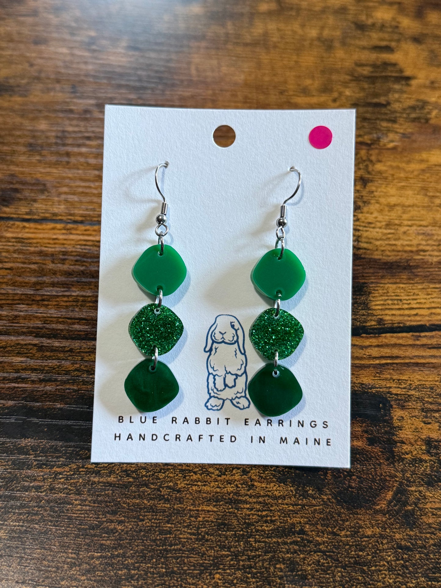 Acrylic Green Pebble Earrings