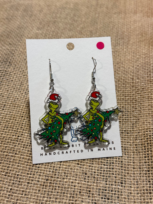 Acrylic Grinch Earrings