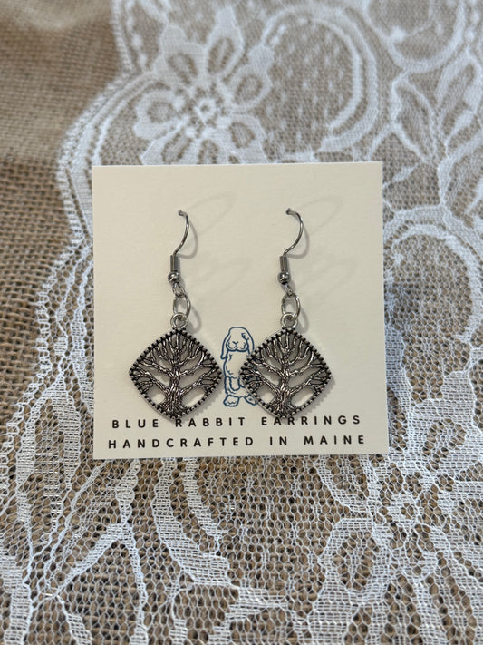 Antique Silver Tree Earrings