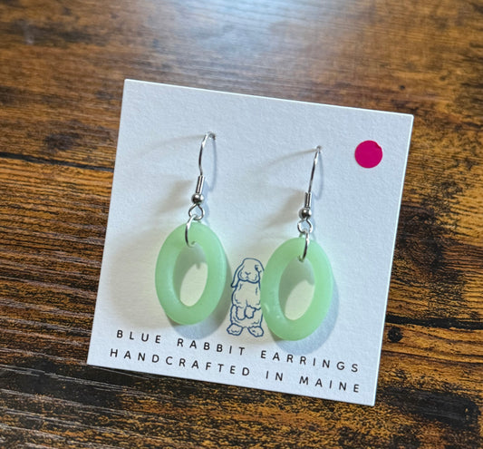 Green oval Sea glass Earrings