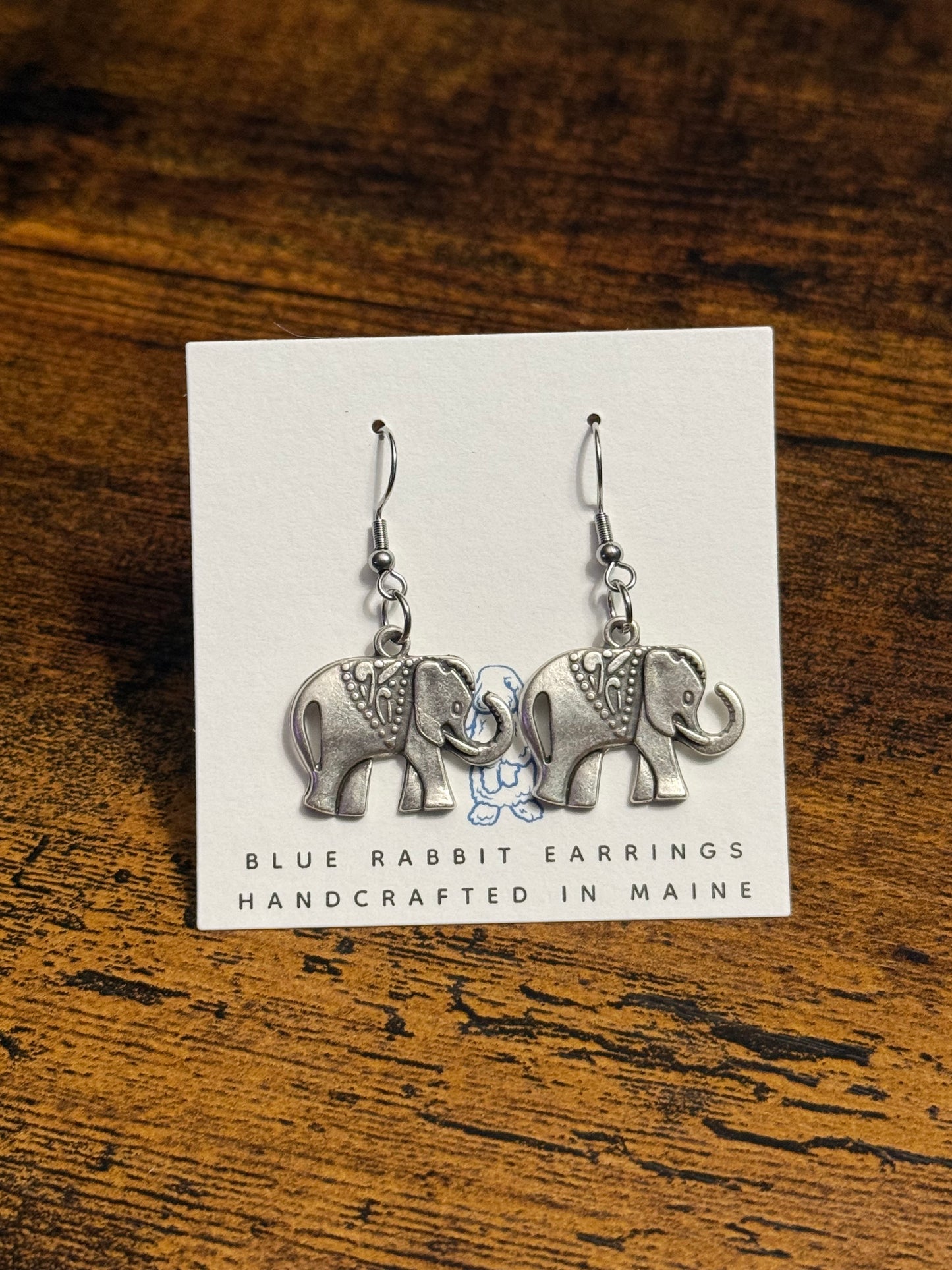 Antique Silver Elephant Earrings