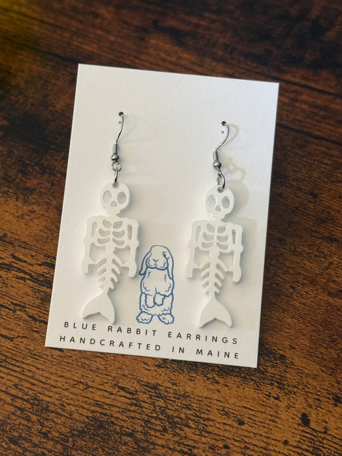 Acrylic Mermaid Skeleton Earrings