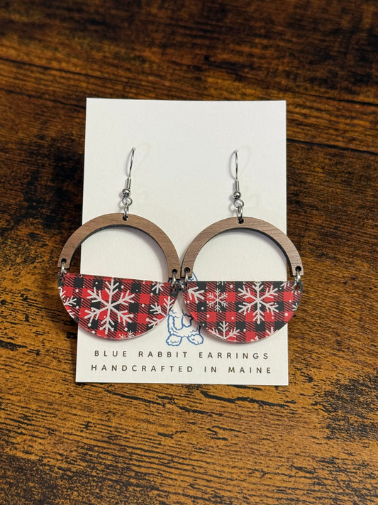 Acrylic Snowflake & Buffalo Plaid Earrings