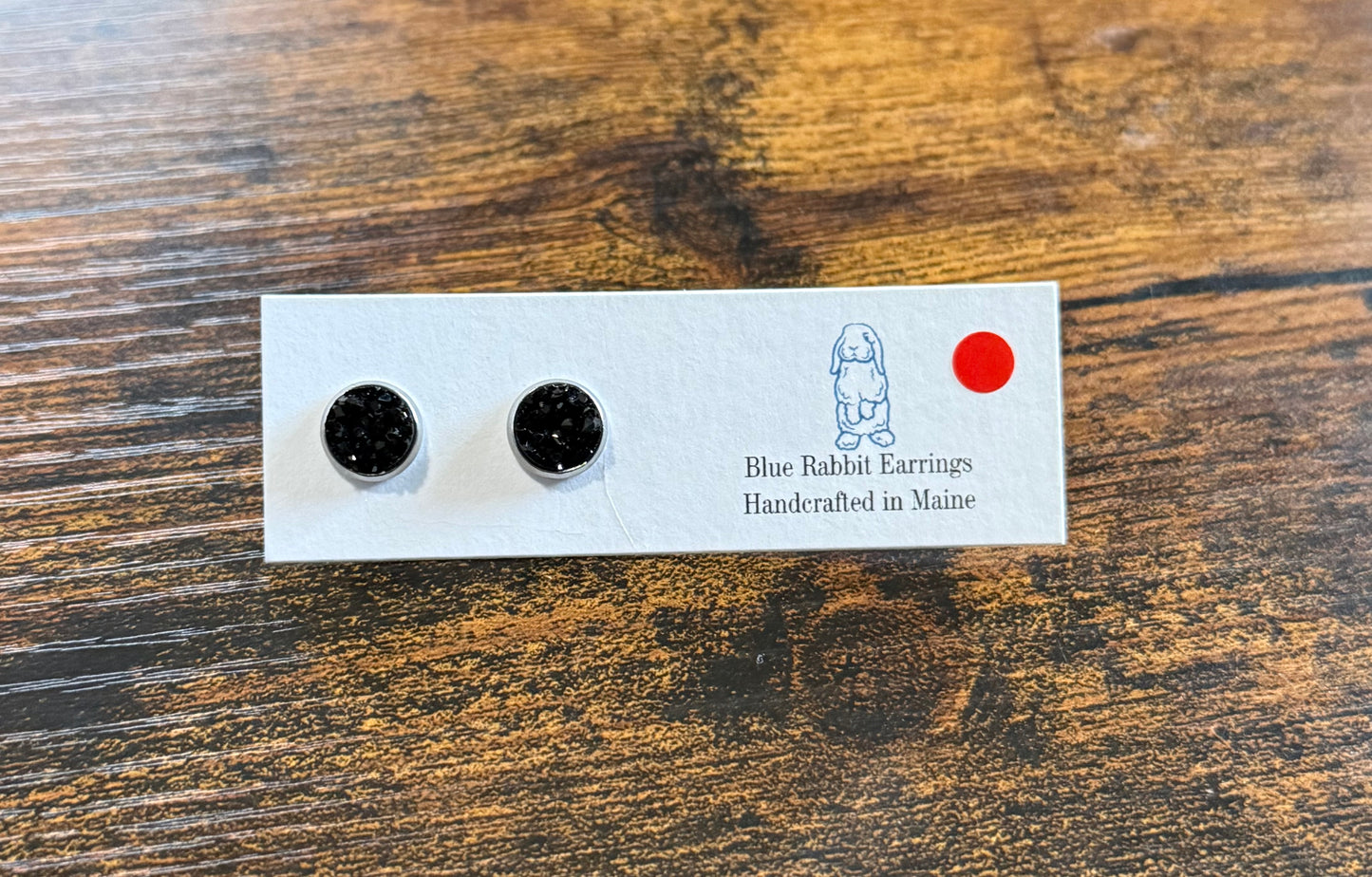 Black Druzy Studs 8mm