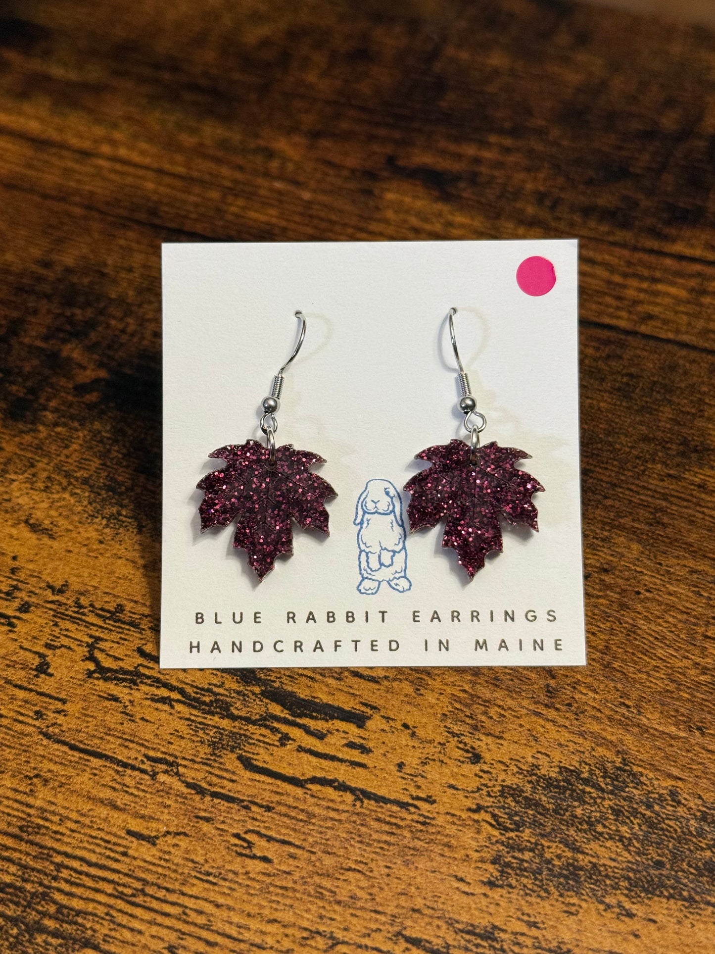 Acrylic Burgundy Leave Earrings
