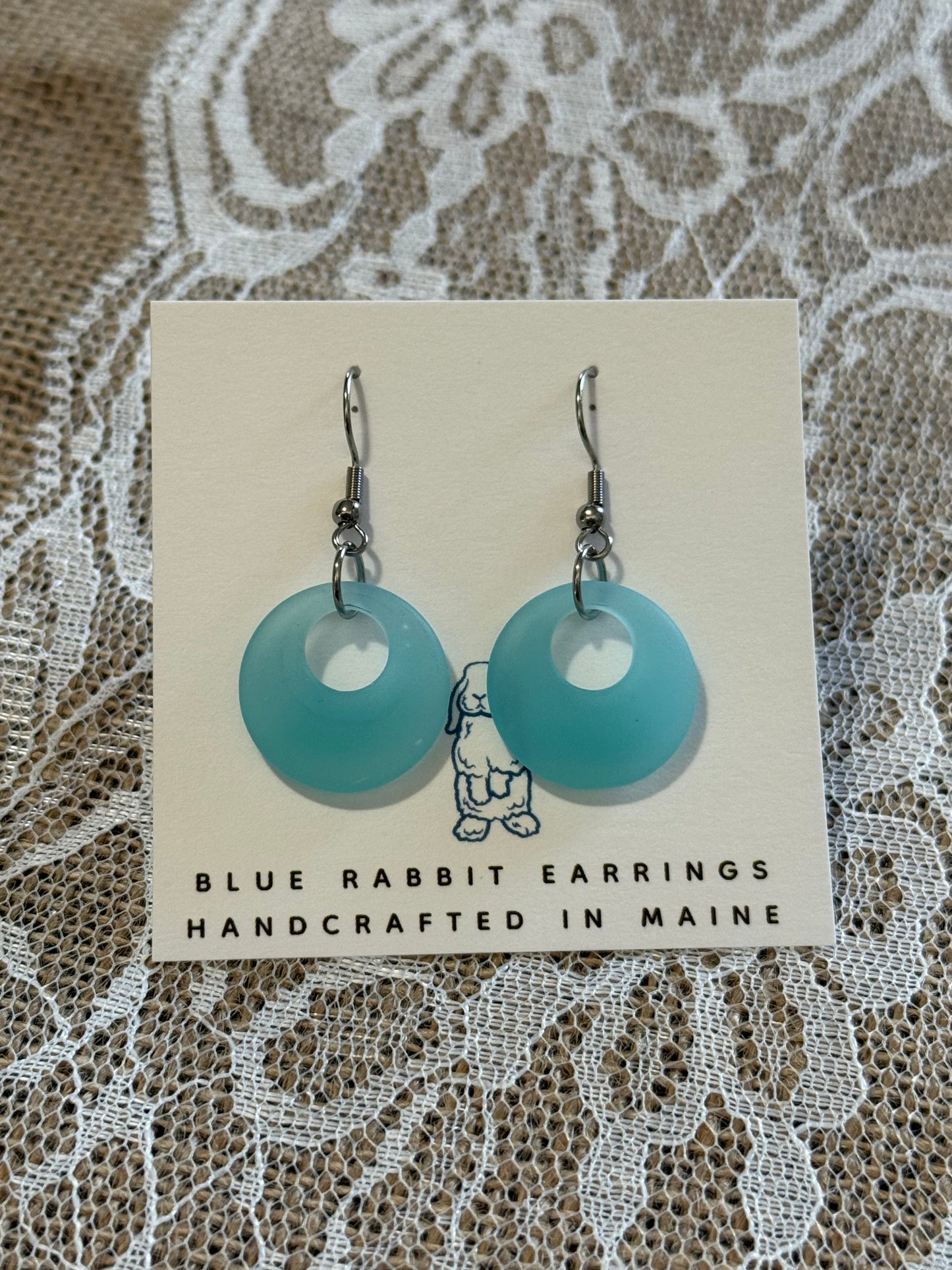 Blue Opal Sea Glass Earrings