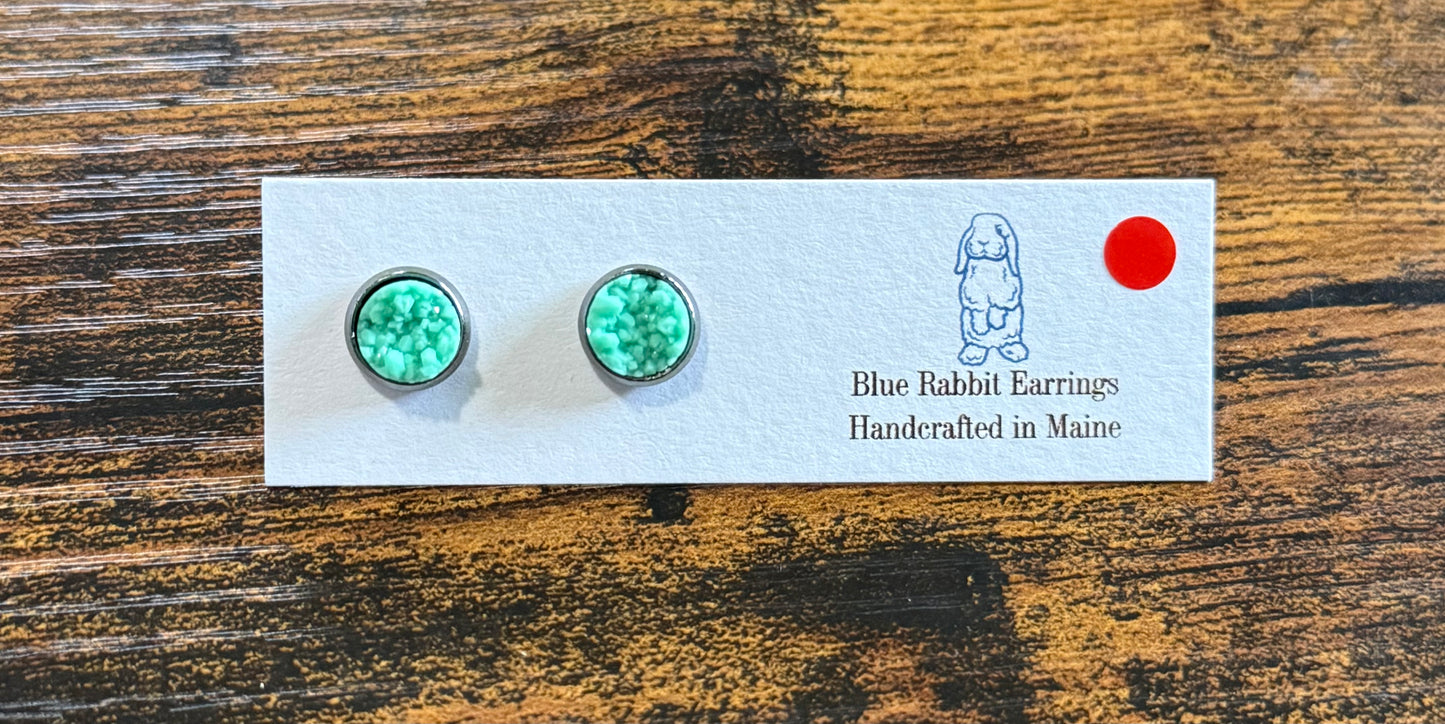 Mint Druzy Studs 8mm