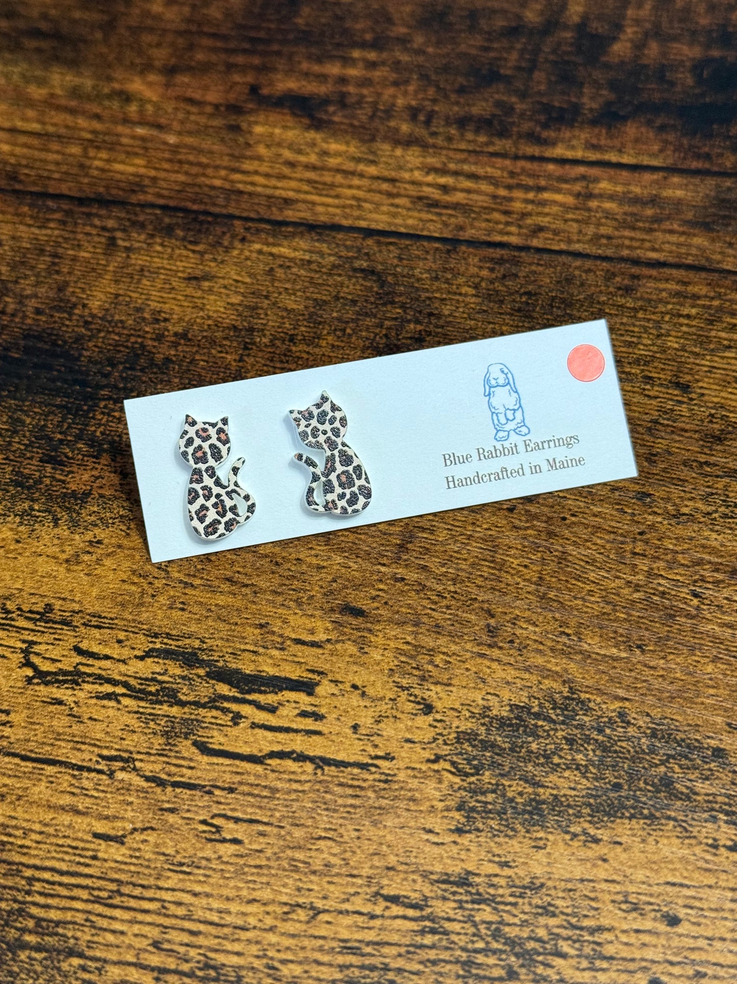 Acrylic Leopard Print Cat Studs