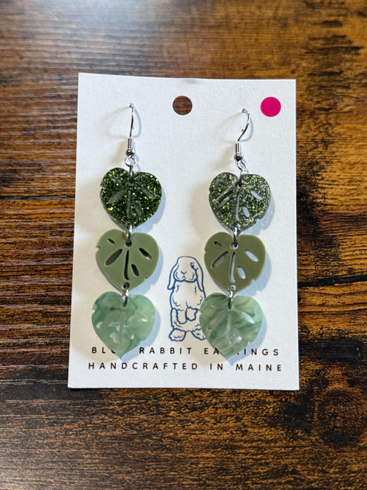 Acrylic Pothos Leaf Earrings