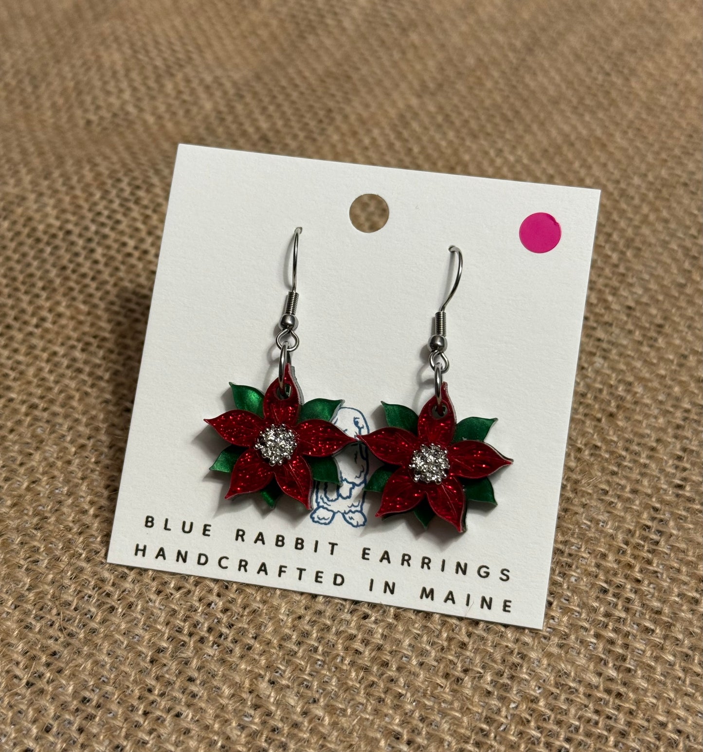 Acrylic Poinsettia Earrings-Silver