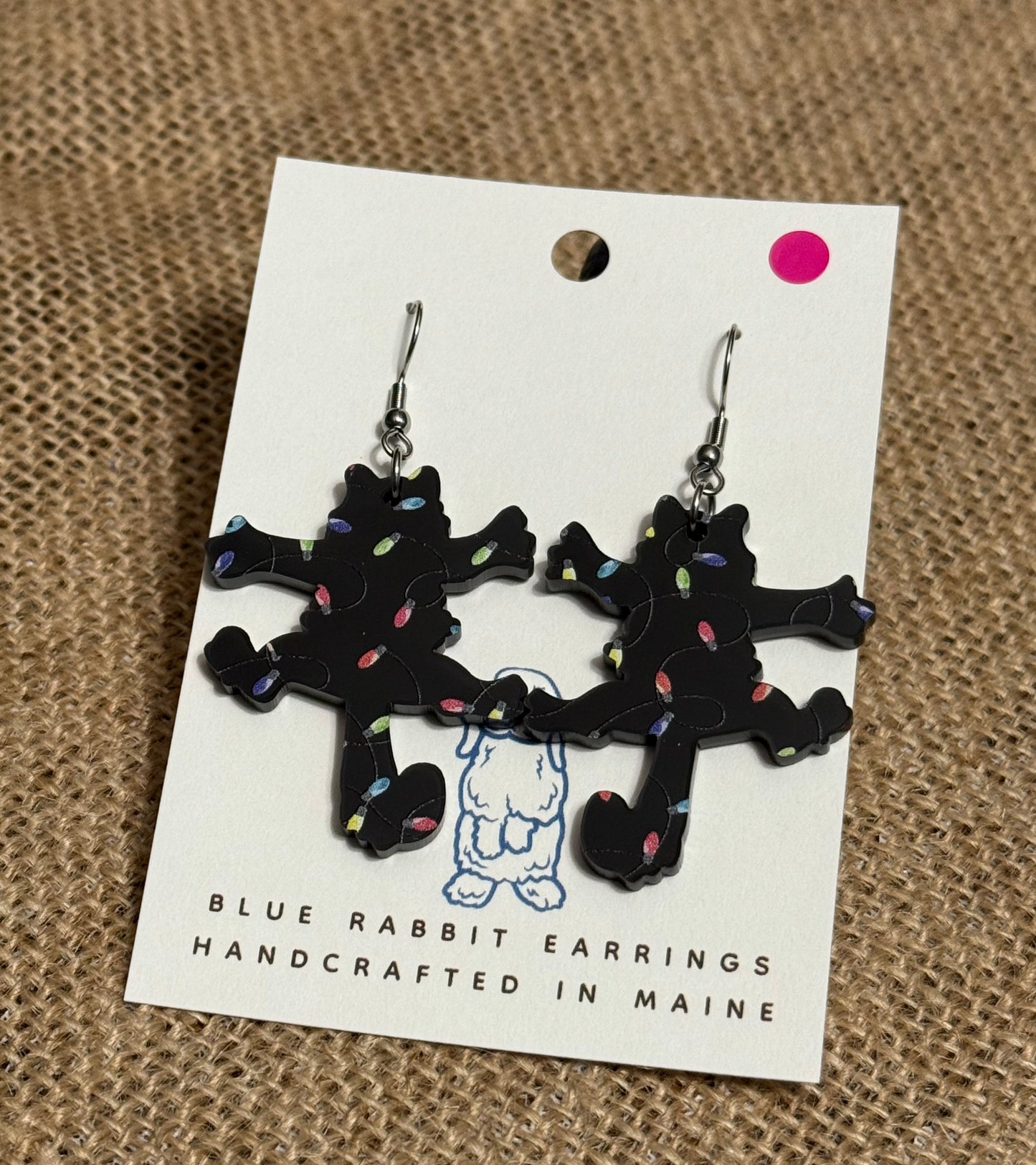 Acrylic Electrocuted Christmas Cat Earrings