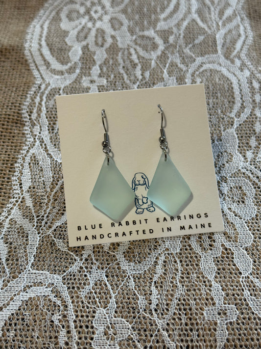 Sea Foam Diamond Sea Glass Earrings