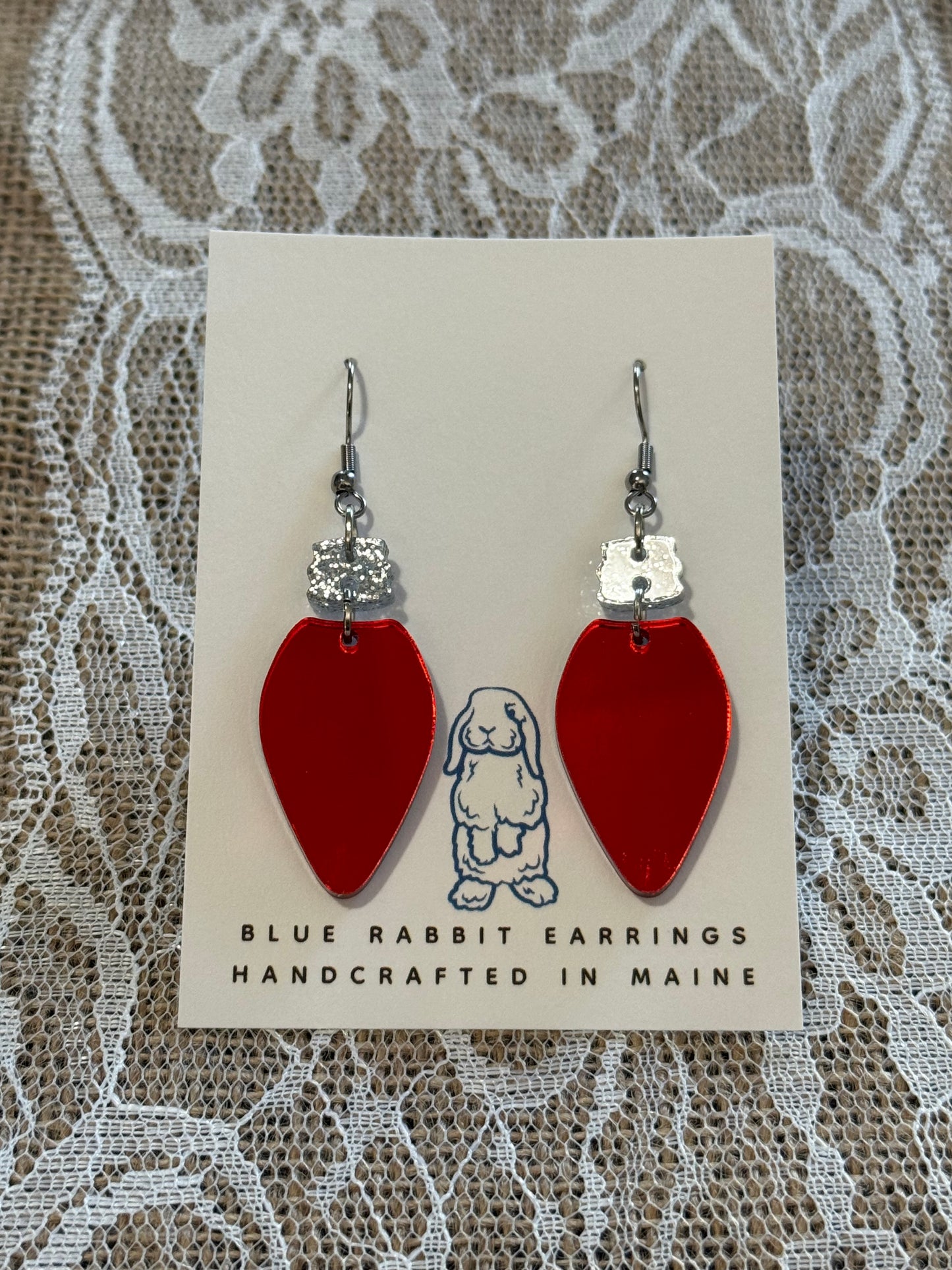 Acrylic Red Christmas Light Earrings
