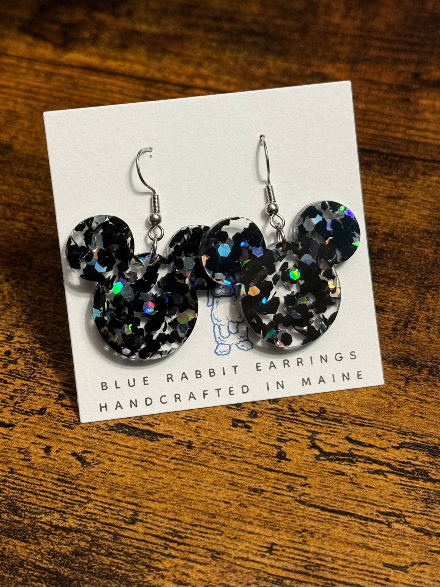 Acrylic Glitter Mouse Earrings