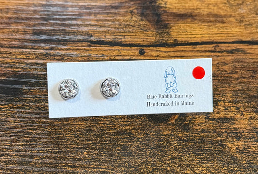 Silver Druzy Studs 8mm