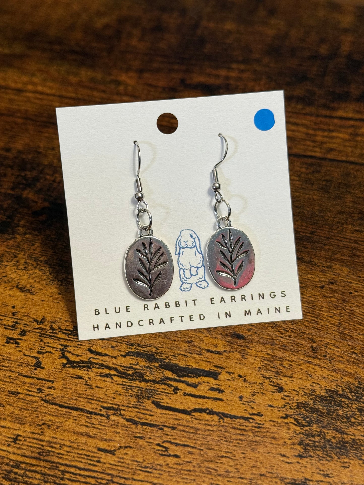 Silver Oval Floral Earrings