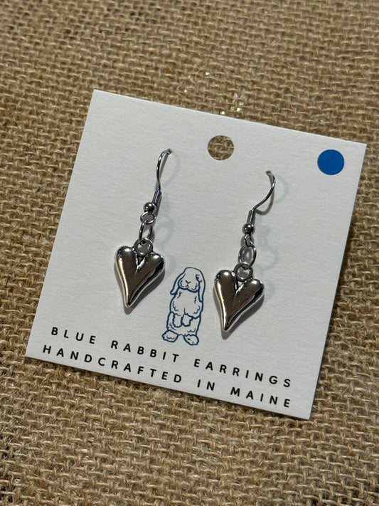 Silver Puffed Heart Earrings