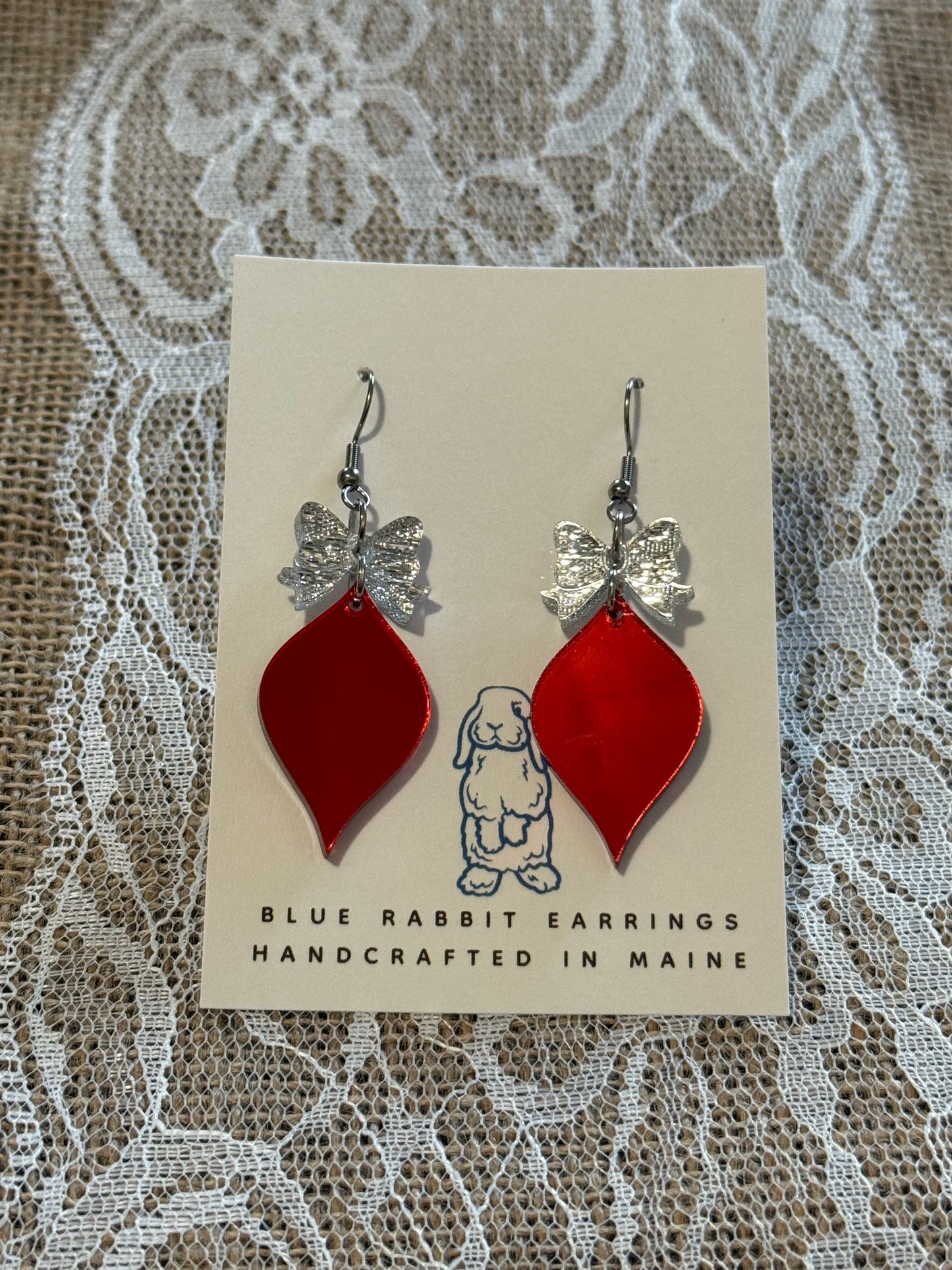 Acrylic Red Ornament Earrings