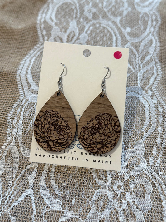 Walnut Peony Earrings