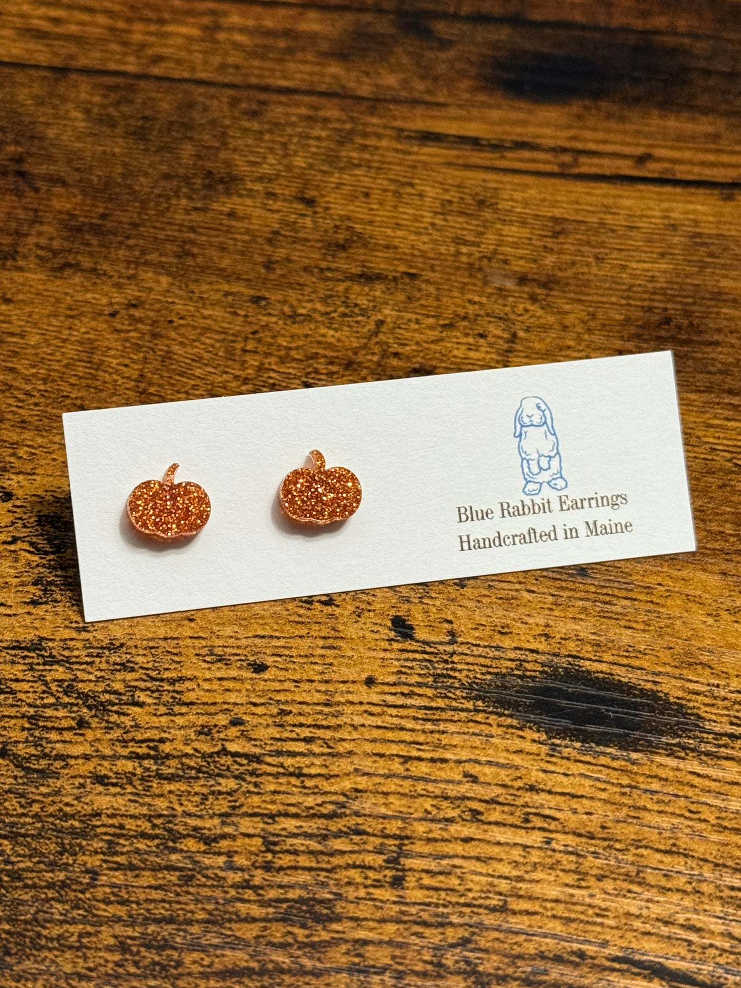 Acrylic Orange Glitter Pumpkin Studs