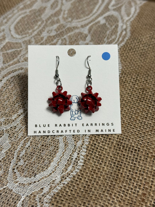 Red Christmas Bow Earrings