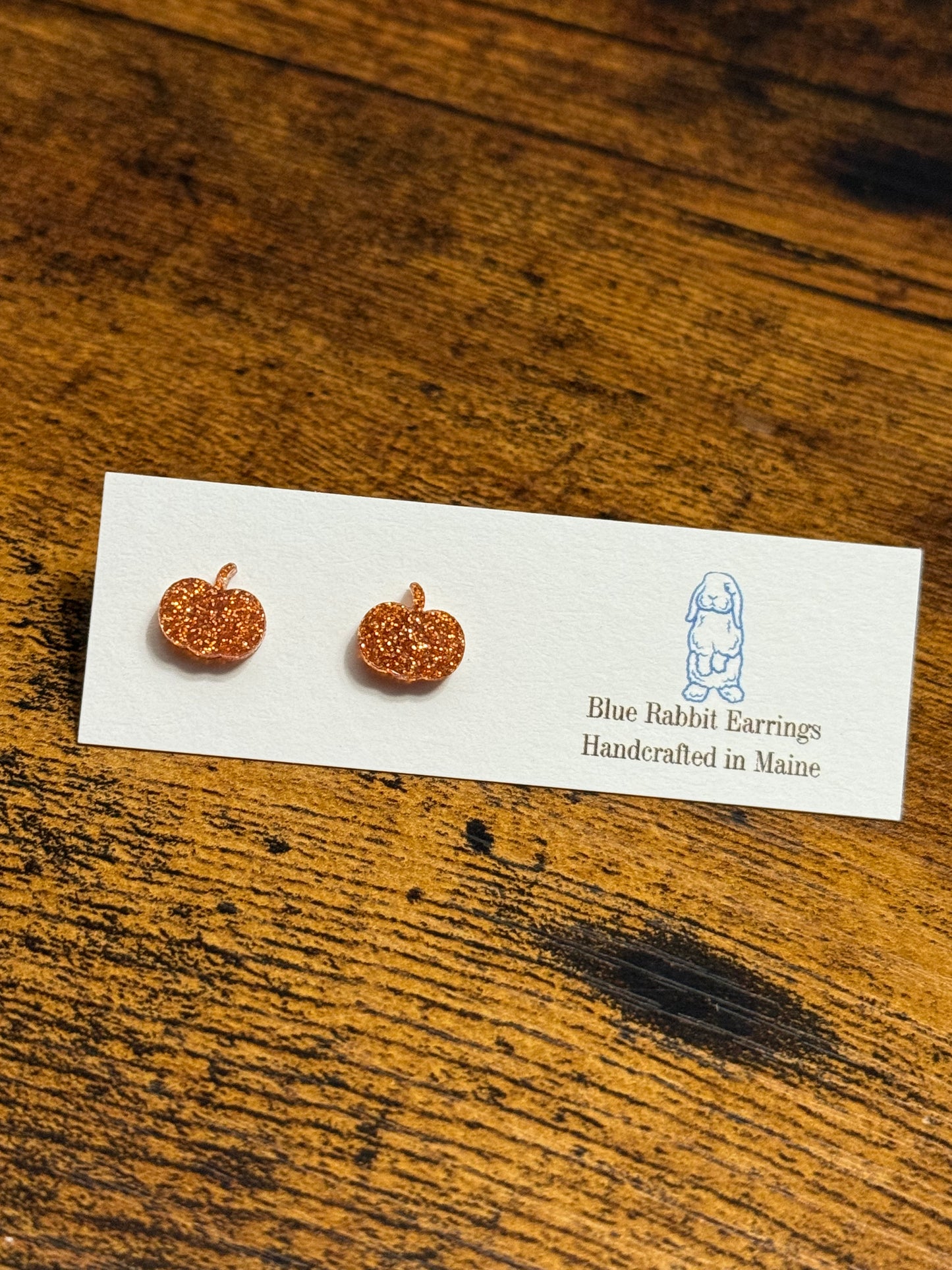 Acrylic Orange Glitter Pumpkin Studs