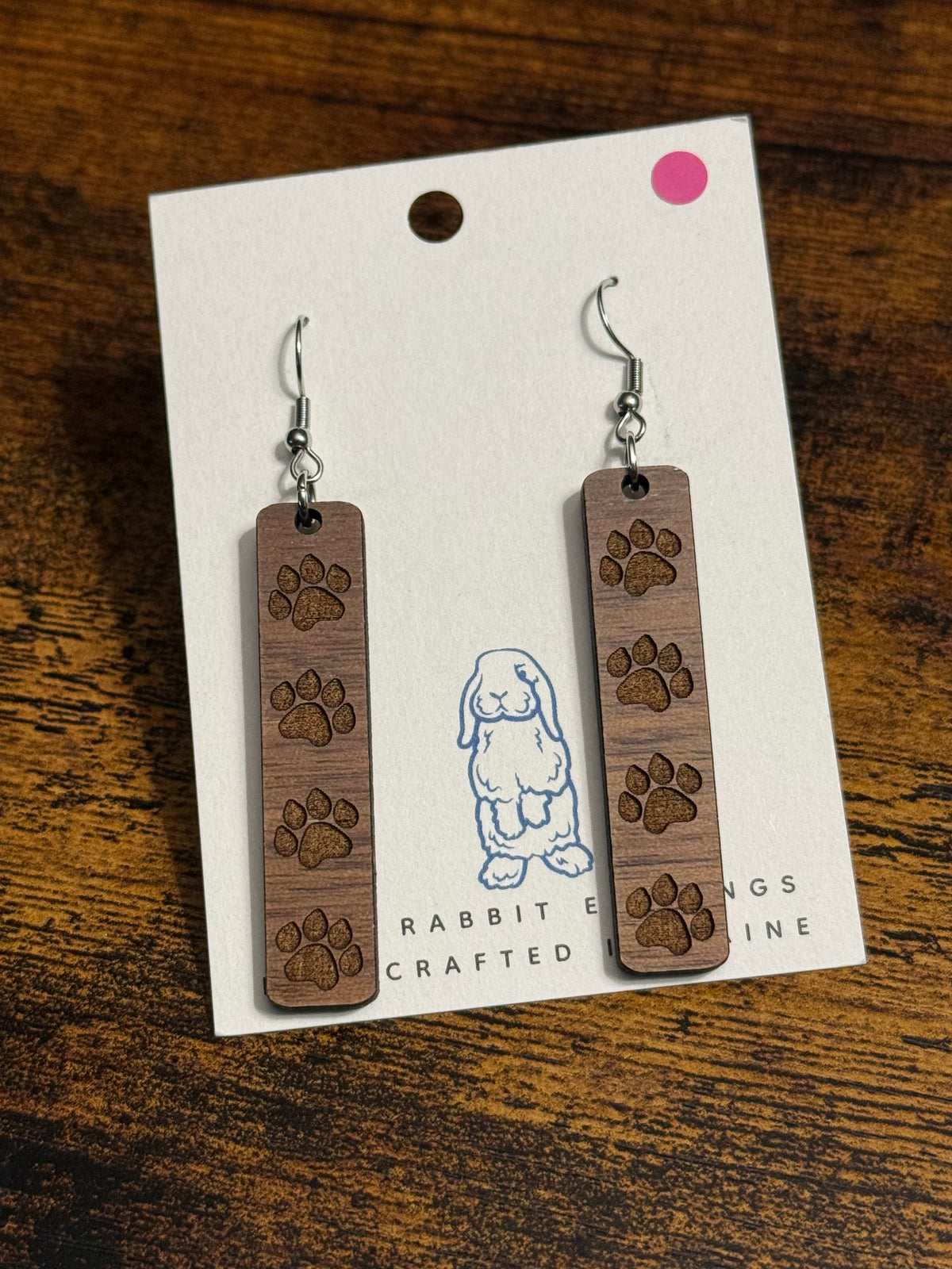Walnut Paw Print Earrings
