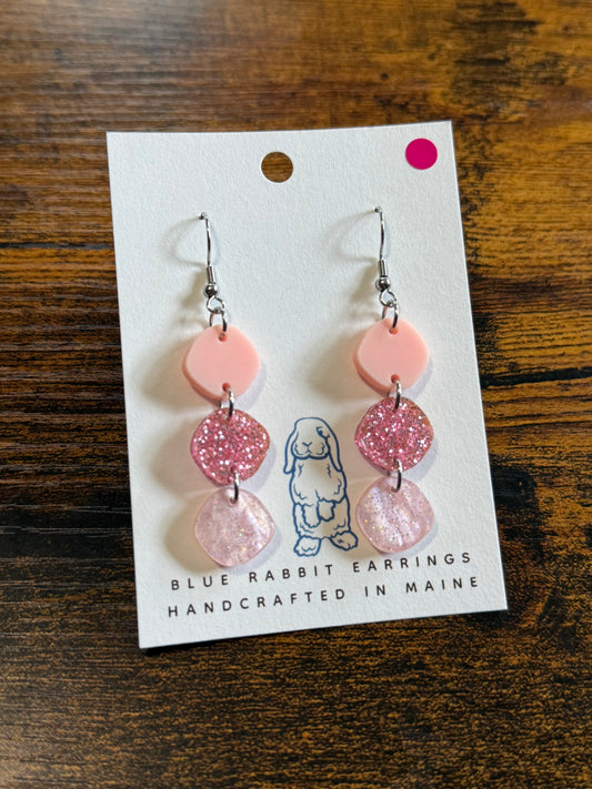 Acrylic Pink Pebble Earrings