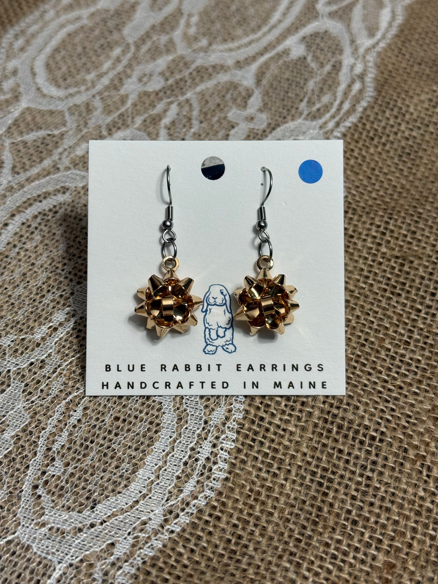 Gold Christmas Bow Earrings