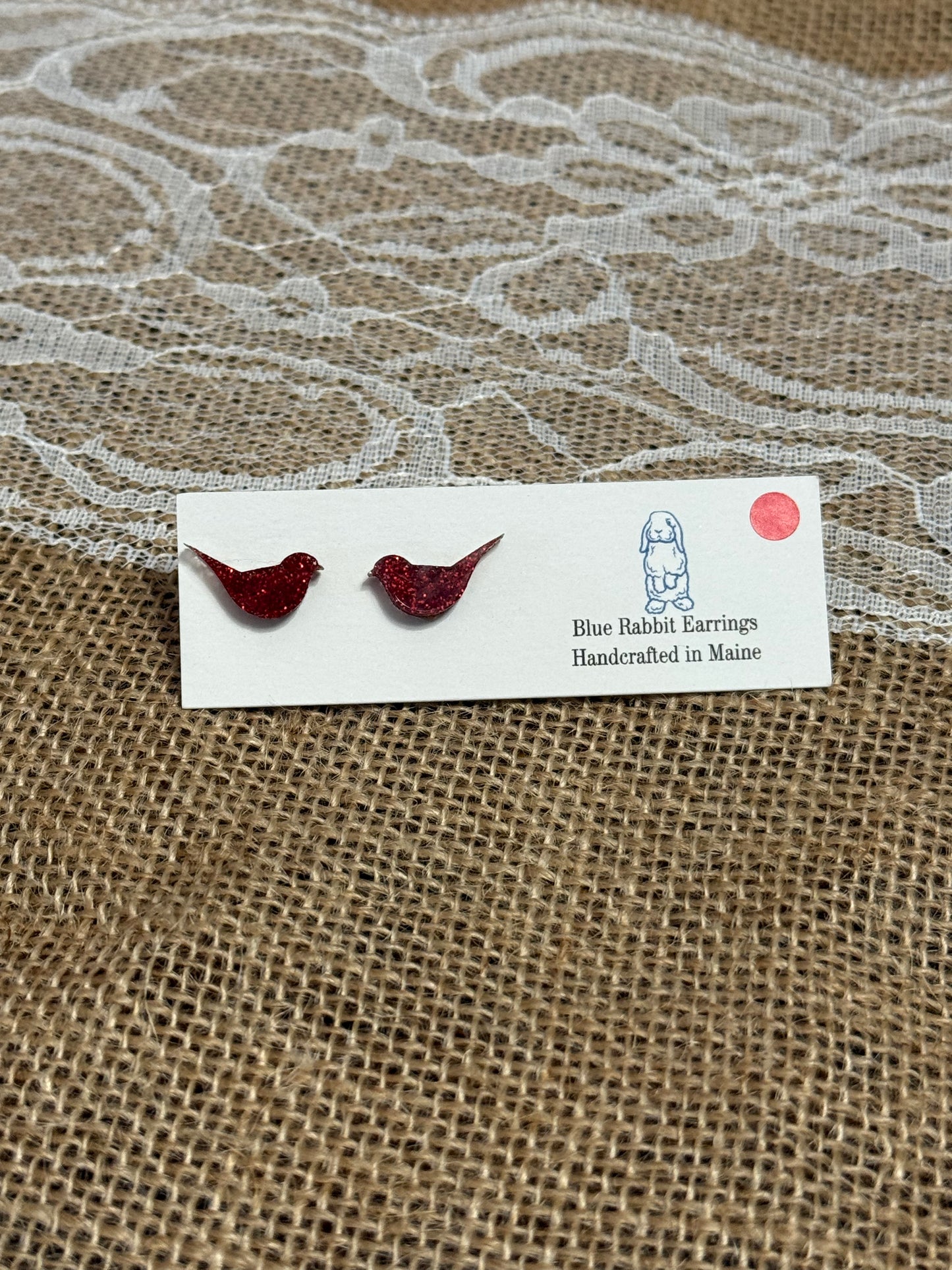 Acrylic Red Bird Studs