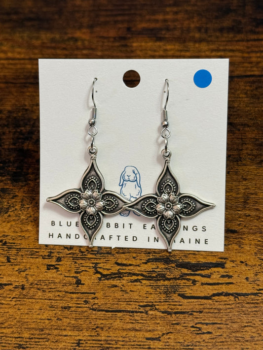 Antique Silver Flower Earrings