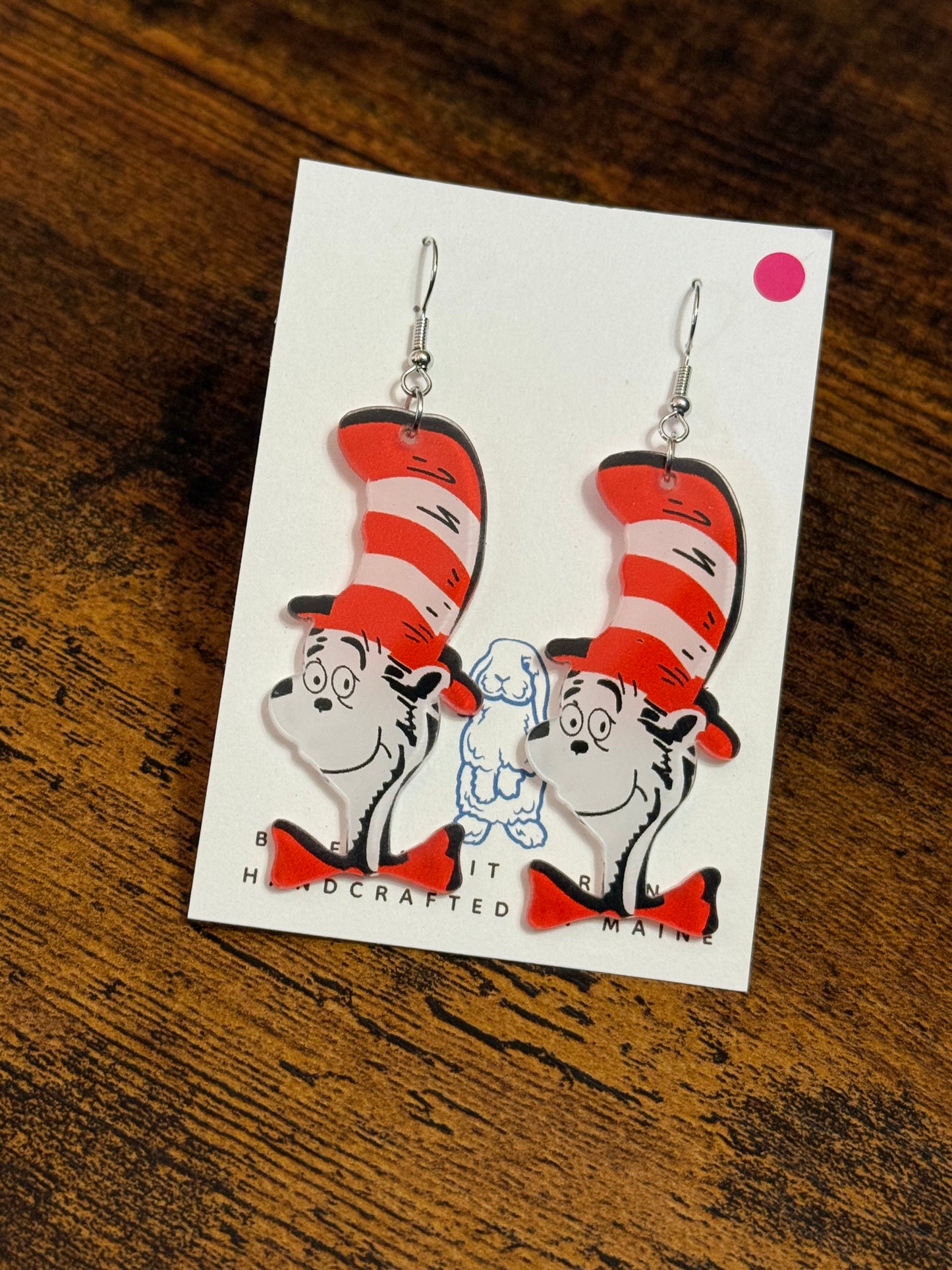 Acrylic Cat in the Hat Earrings