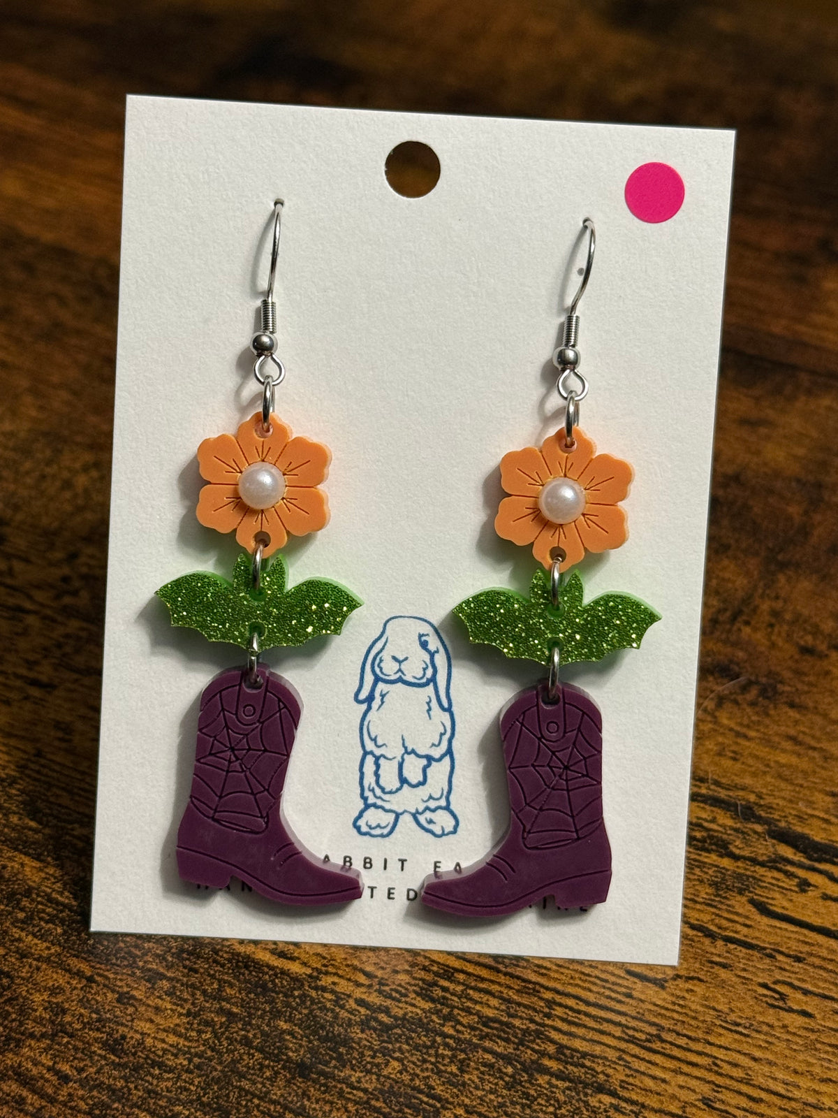 Acrylic Halloween Cowgirl Boot Earrings