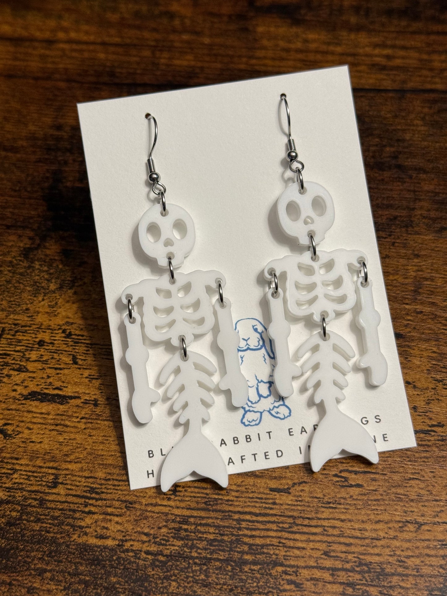 Acrylic Mermaid Skeleton Earrings