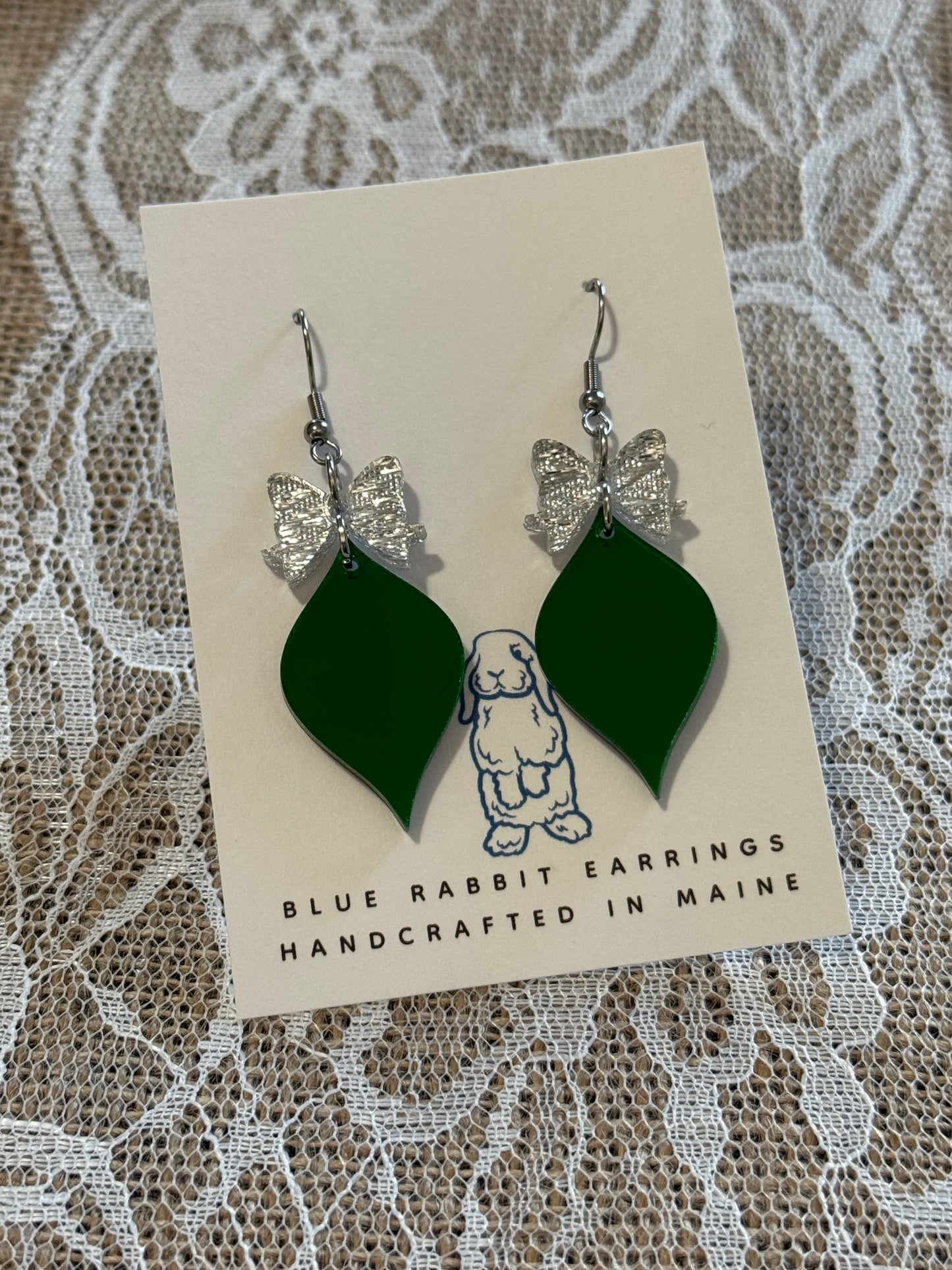 Acrylic Green Christmas Ornament Earrings