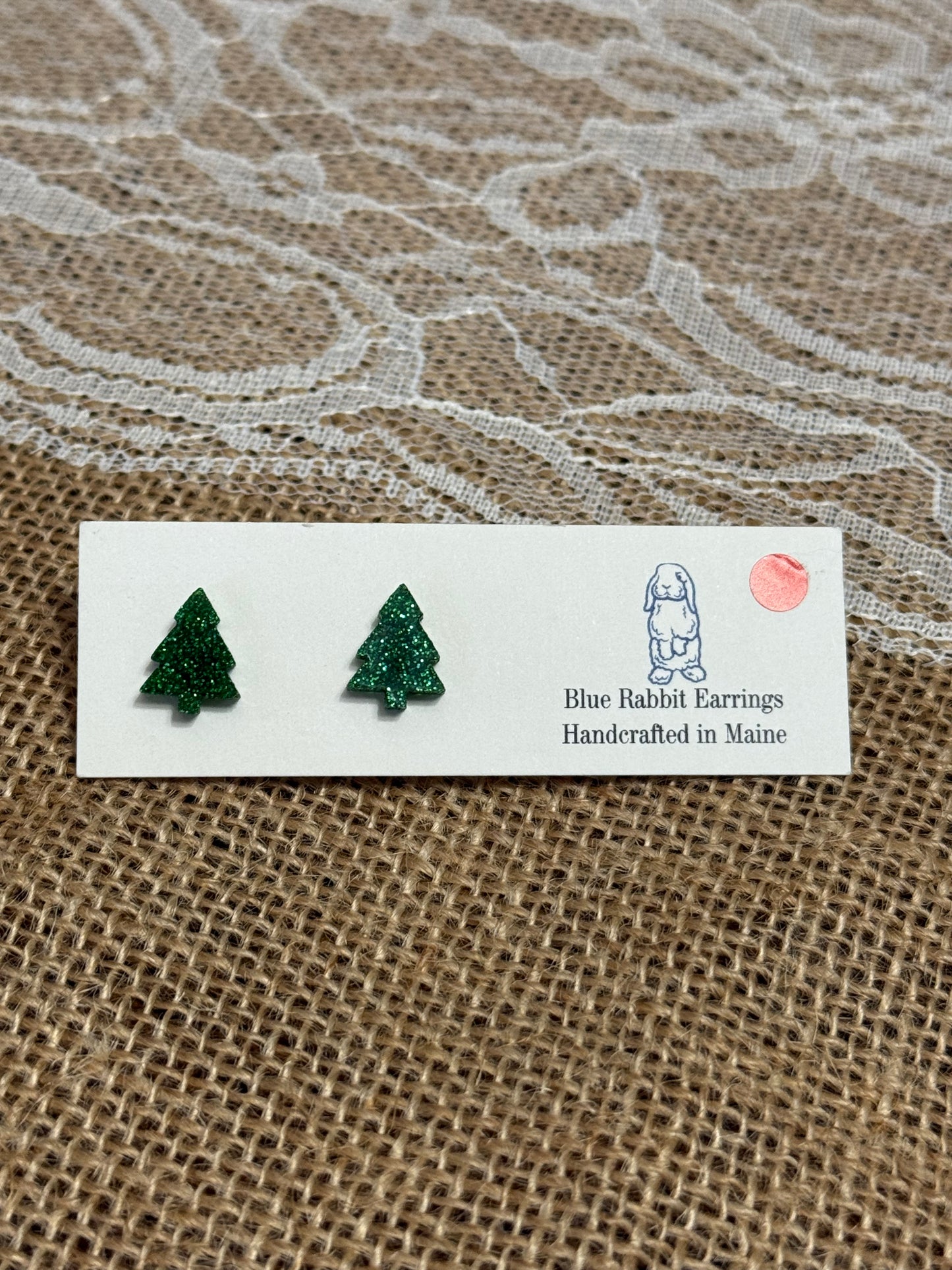 Acrylic Green Tree Studs