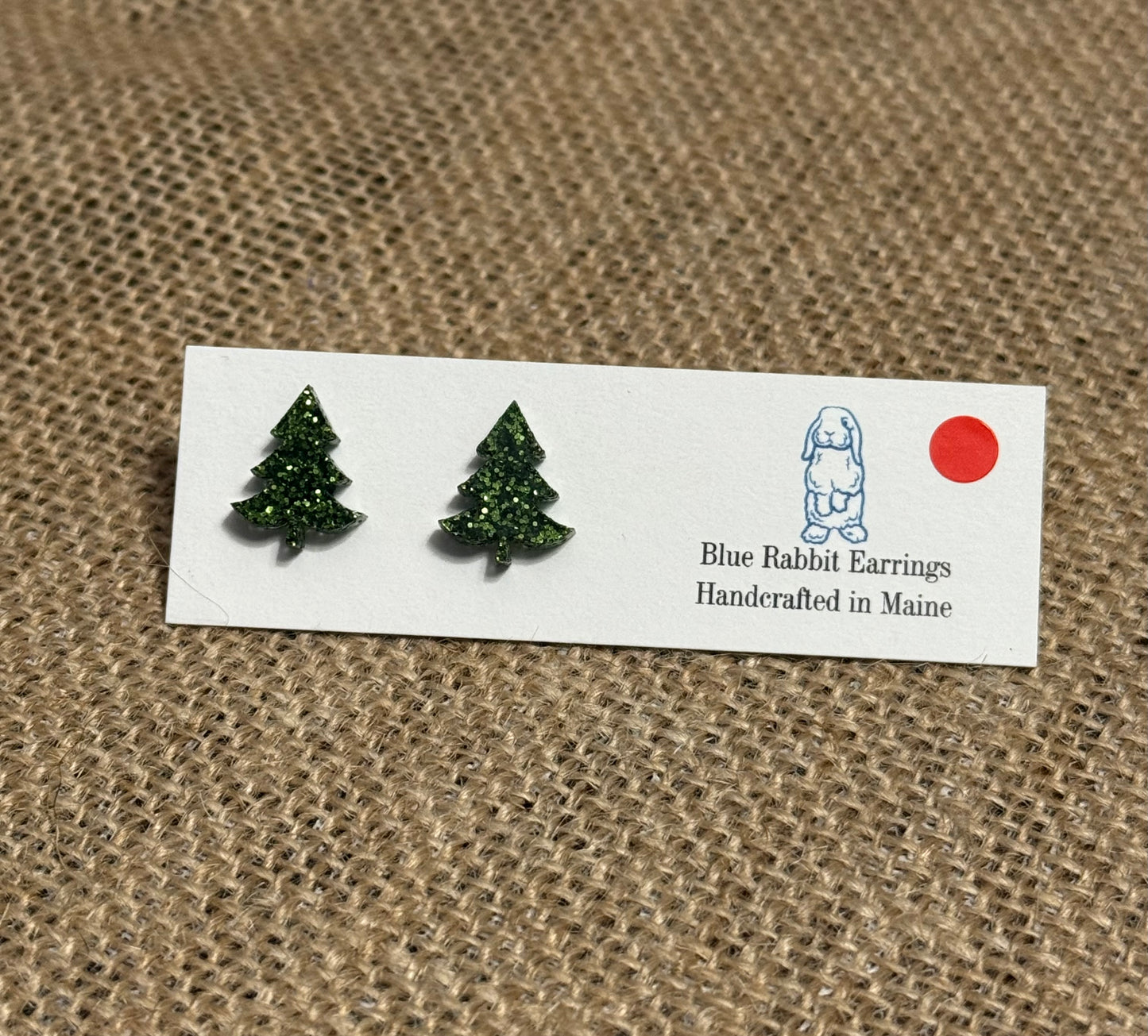 Acrylic Green Tree Studs