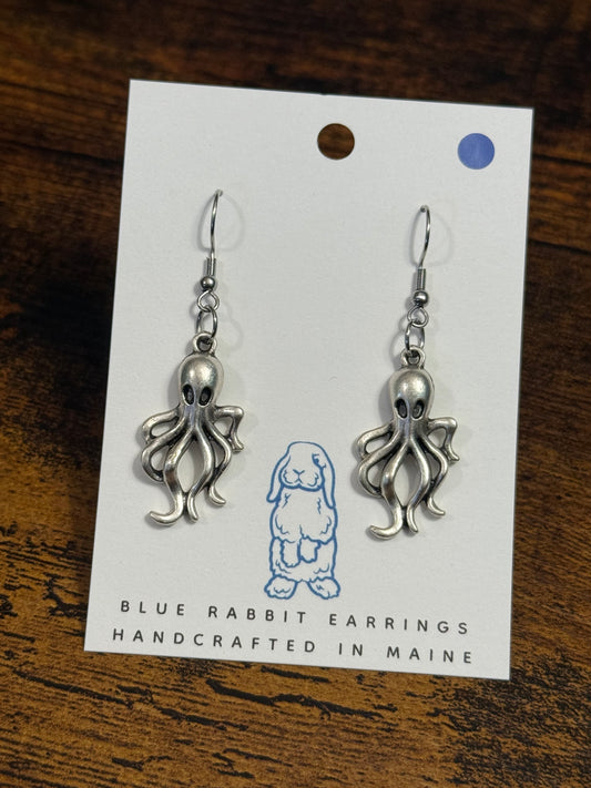 Antique Silver Octopus Earrings