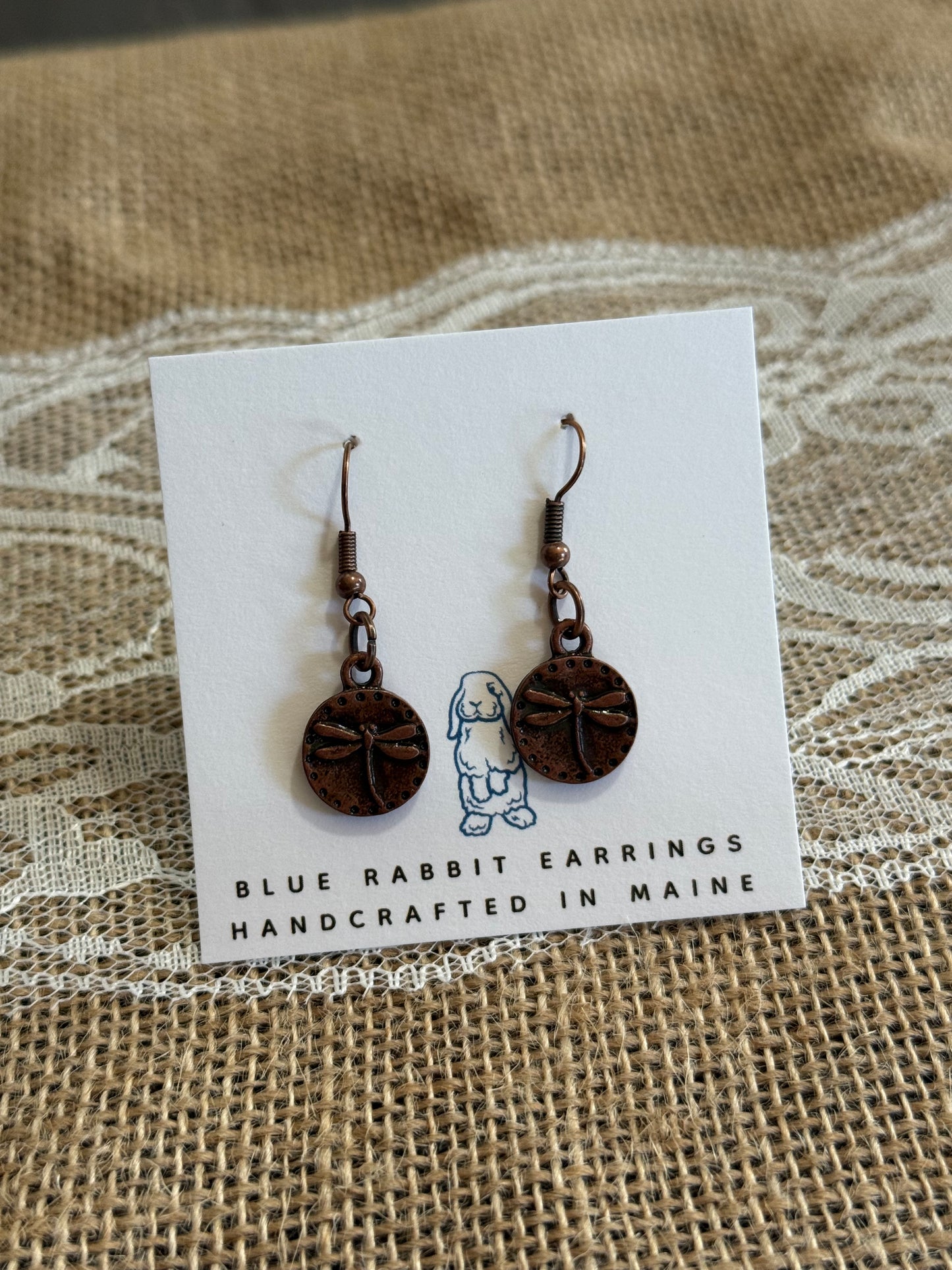 Antique Copper Dragonfly Earrings