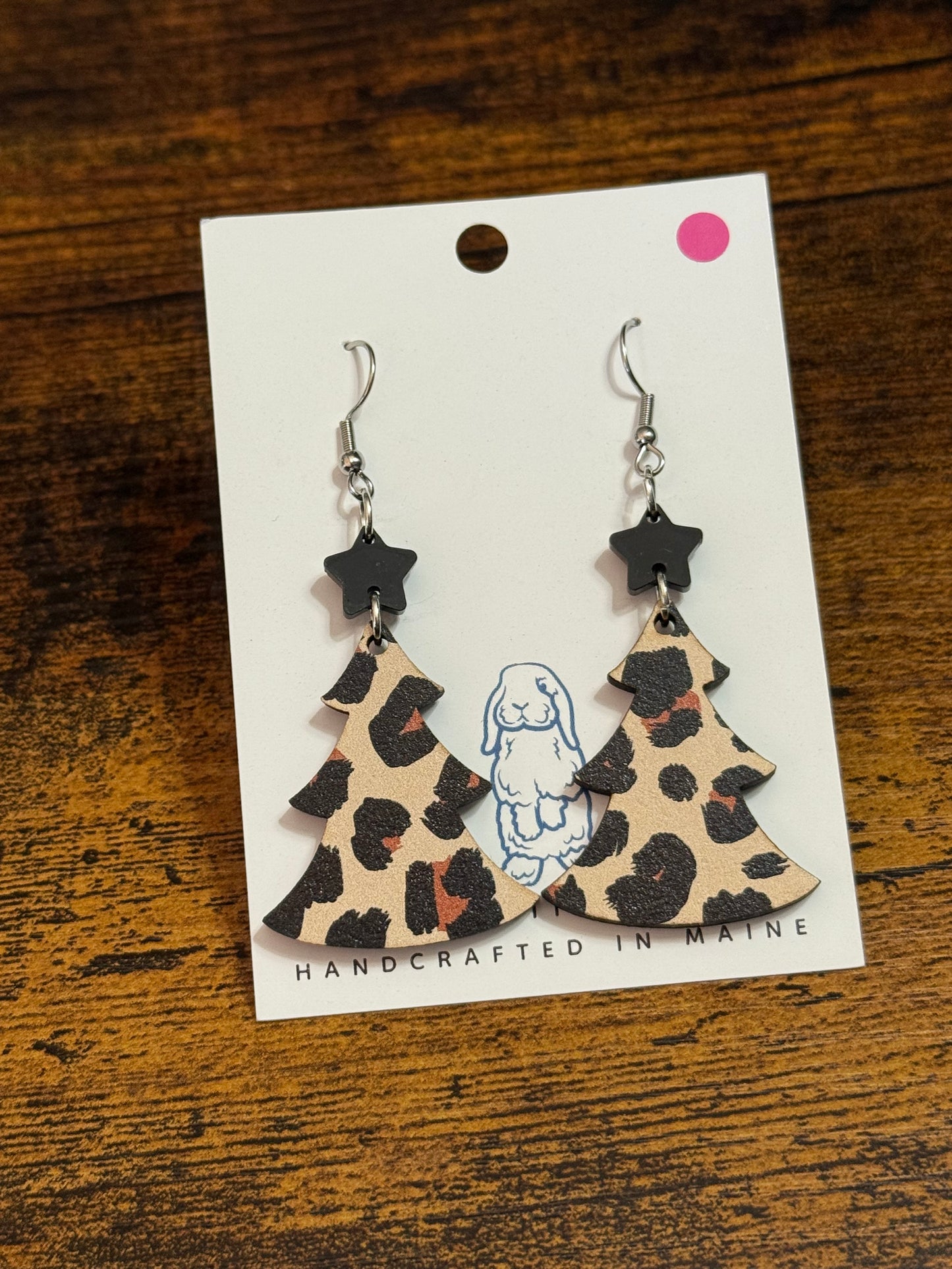Acrylic Leopard Print Tree Earrings