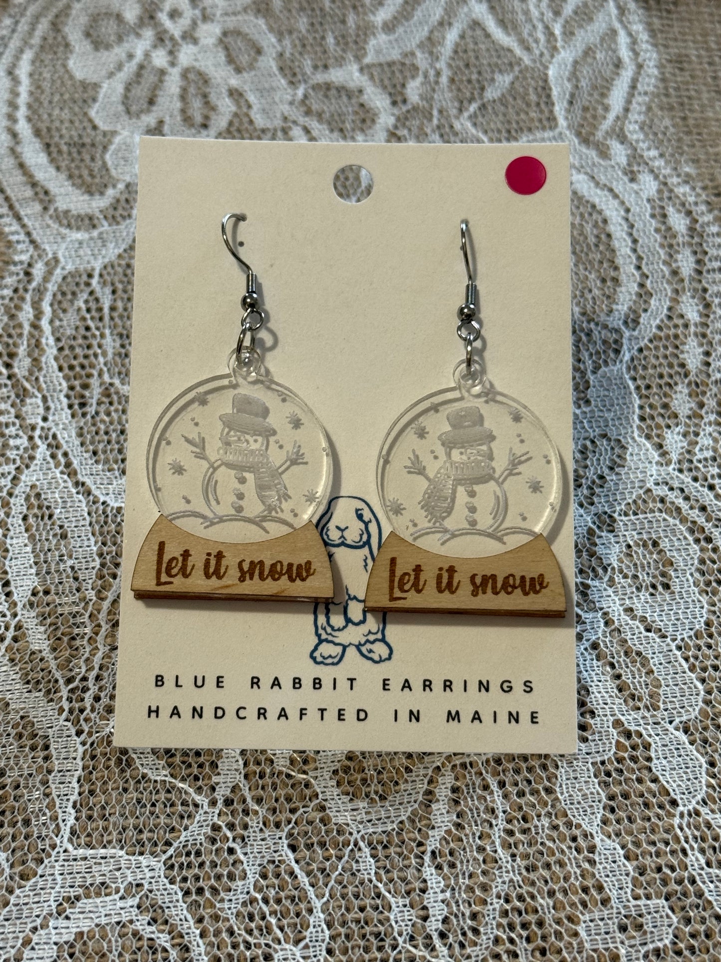 Acrylic Snowman Globe Earrings