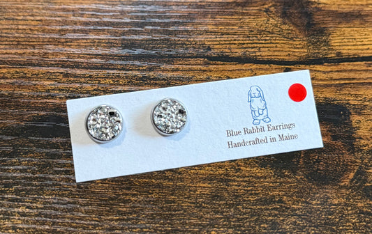 Metallic Silver Druzy Studs 10mm
