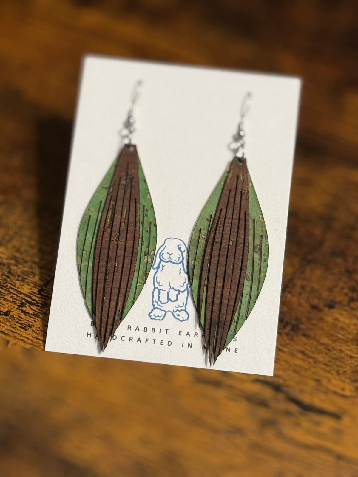 Moss Cork & Brown Fringe Earrings