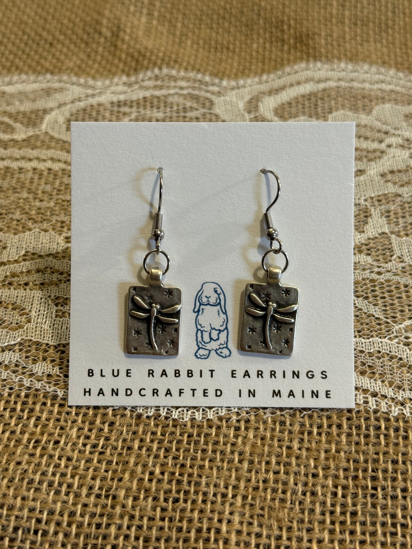 Antique Silver Dragonfly Earrings