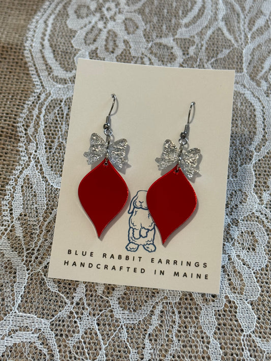 Acrylic Red Ornament Earrings