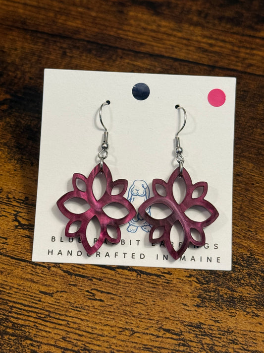 Acrylic Burgundy Arabesque Tile Earrings