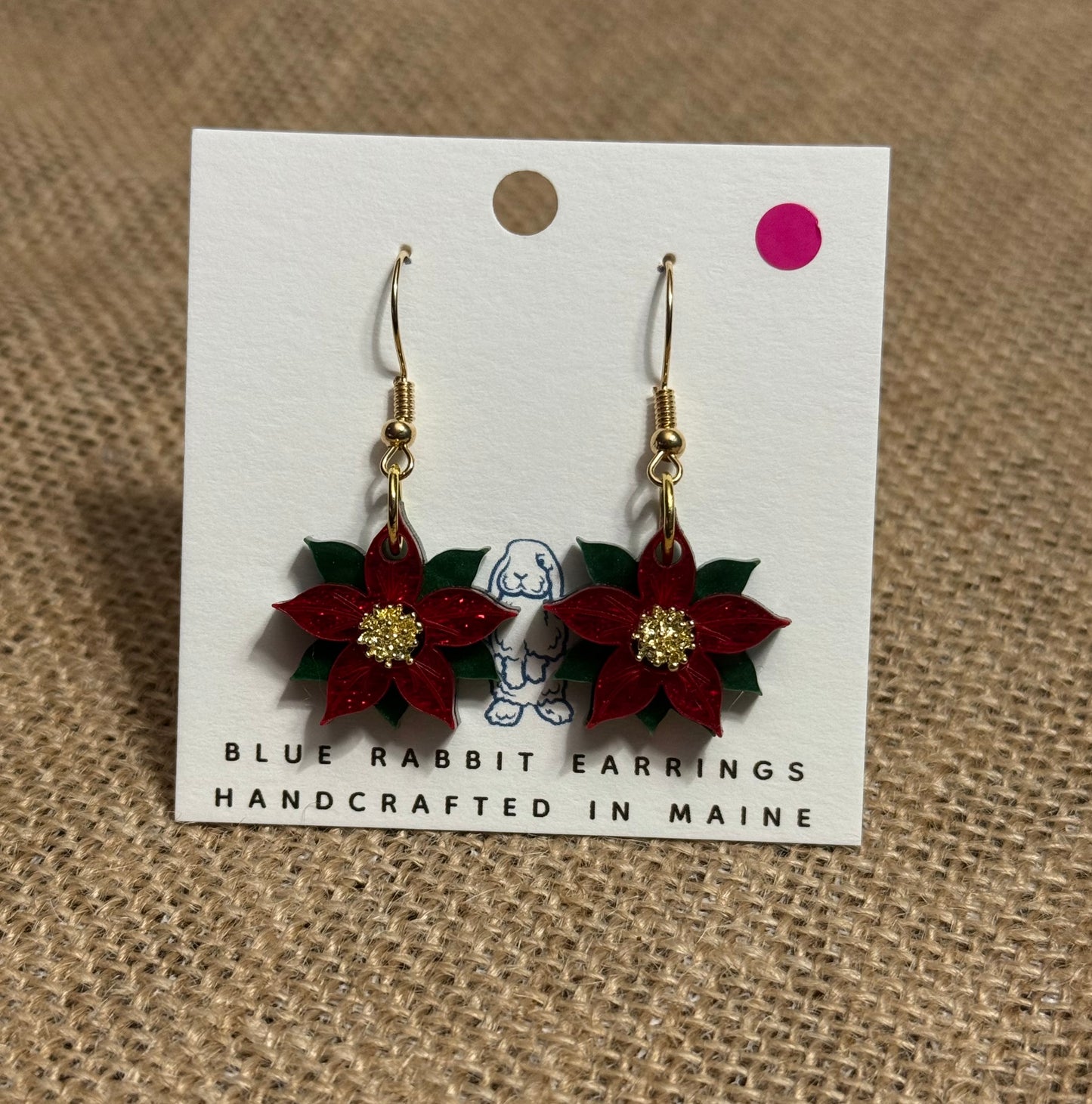Acrylic Poinsettia Earrings-Gold